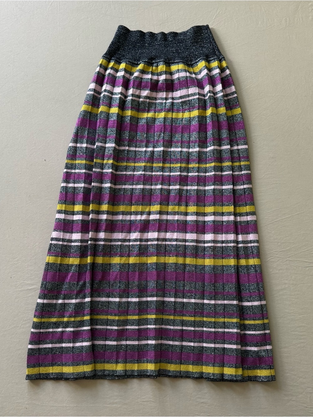 Mia Mod striped knit pleated maxi skirt
